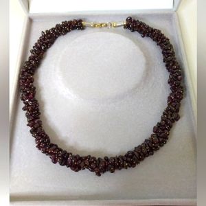 Vintage Elegance! Garnets Multi strand Jewel collar 16" With gift box